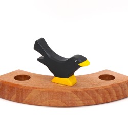 Geburtstagsringe Amsel Holztiere, Stecker Motiv Amseln schwarz