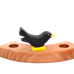 Geburtstagsringe Amsel Holztiere, Stecker Motiv Amseln schwarz