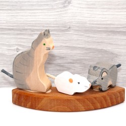 Katze sitzend Motivstecker Jahresringe grau