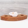 Maus in weiß aus Holz, Jahresring Holzstecker Maus als Motivstecker