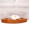 Maus in weiß aus Holz, Jahresring Holzstecker Maus als Motivstecker