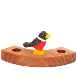 Jahresring Holzstecker Rotkehlchen, Motivstecker Geburtstag Rotkehlchen
