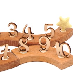 Birthday numbers wooden 1 to 10, wood birthday plugs with star