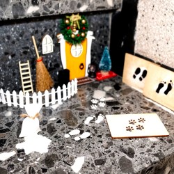 Miniatur Wichtel Fußspuren Tür Set, Wichtel Türen Holz