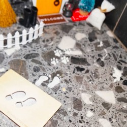 Miniatur Wichtel Fußspuren Tür Set, Wichtel Türen Holz