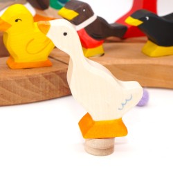 Gänse Kinder für Geburtstagsringe, Gans Holztiere Motivstecker Grimms