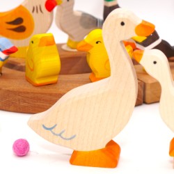 Gänse Mama für Geburtstagsringe, Gans Holztiere Motivstecker Grimms