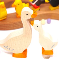 Gänse Mama für Geburtstagsringe, Gans Holztiere Motivstecker Grimms