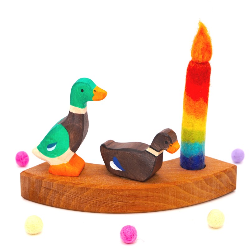 Ente Geburtstagsringe, Ente in braun Holztiere Motivstecker Grimms Ente Geburtstagsringe, Ente in braun Holztiere Motivstecker Grimms