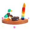 Ente Geburtstagsringe, Ente in braun Holztiere Motivstecker Grimms
