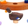 Ente Geburtstagsringe, Ente in braun Holztiere Motivstecker Grimms