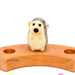felted hedgehog ring plugs, Christmas Birthday plug toddler