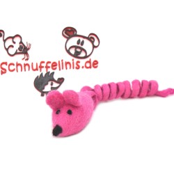 Katzenspielzeug Filz Maus mit Spiralschwanz, Mäuse gefilzt Katzenspiel