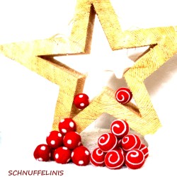 2,5cmFilzkugeln rot weiß, DIY Baumschmuck Filzperlen, rote Filzbälle