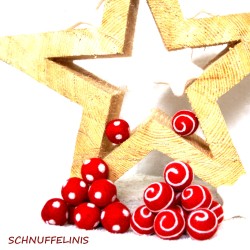2,5cmFilzkugeln rot weiß, DIY Baumschmuck Filzperlen, rote Filzbälle