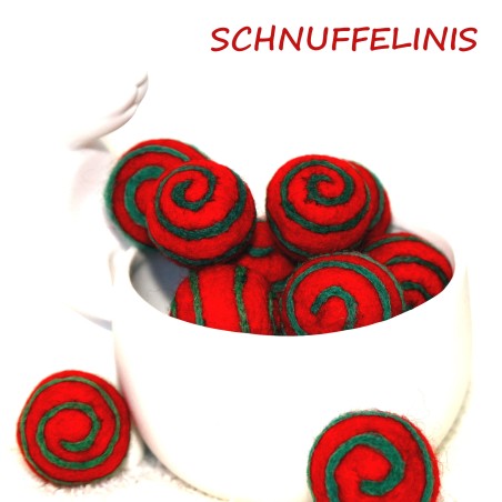 Felt balls with spiral pattern