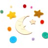 Lune en bois pour capteur de rêves, mobile bébé et décoration