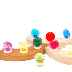 Kaleidoscope plugs for Grimms, glitter stones children birthday