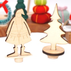 Santa Claus motif plug Grimms rings, Santa wood plugs