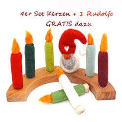 Weihnachtskerzen 4er Filzkerzen Set, Adventskranz Kerzen 4er Set, Kerzen gefilzt