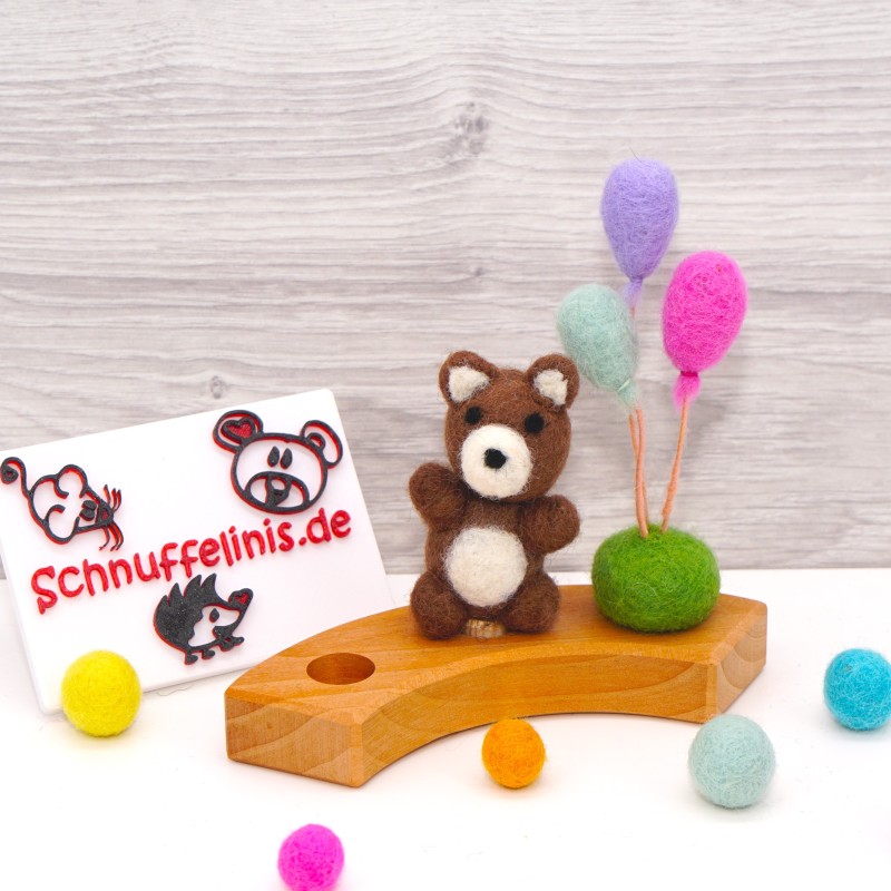 Motivstecker Teddybär braun Geburtstagsringe Schnuffelinis