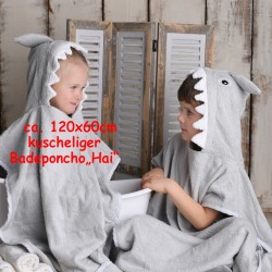 Shark Poncho grey + Embroidery Schnuffelinis