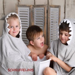 Shark Poncho grey + Embroidery Schnuffelinis