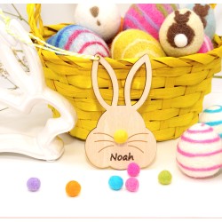 Easter bunny yellow nose wooden tags personalized SCHNUFFELINIS