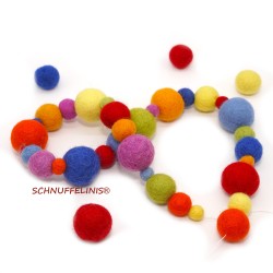 Felt balls rainbow 4sizes mix Schnuffelinis