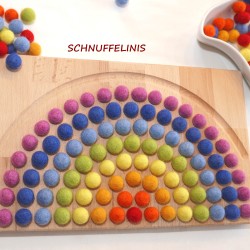 Wooden colouring board rainbow felt balls