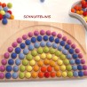 Wooden colouring board rainbow felt balls
