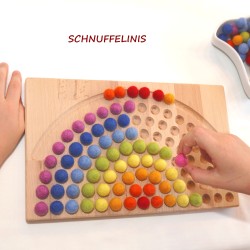 Wooden colouring board rainbow felt balls