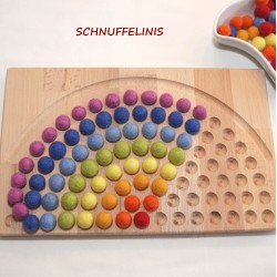 Wooden colouring board rainbow felt balls