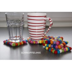 Felt balls coaster set Schnuffelinis