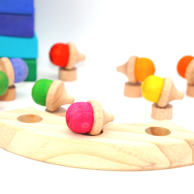 Eicheln Steckfigur pink – Holz Motivstecker