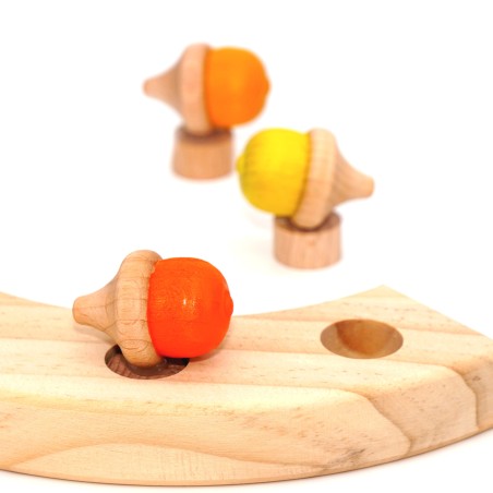 Acorn motifs orange – Autumn wooden plugs