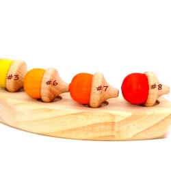 Eicheln gelb rot – Holz Motivstecker 4er Set | SCHNUFFELINIS