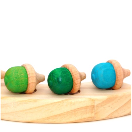 Acorn motifs green – Autumn wooden plugs