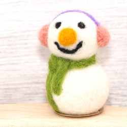 Schneemann hellgrün – Motivstecker für Jahresringe Winterdeko