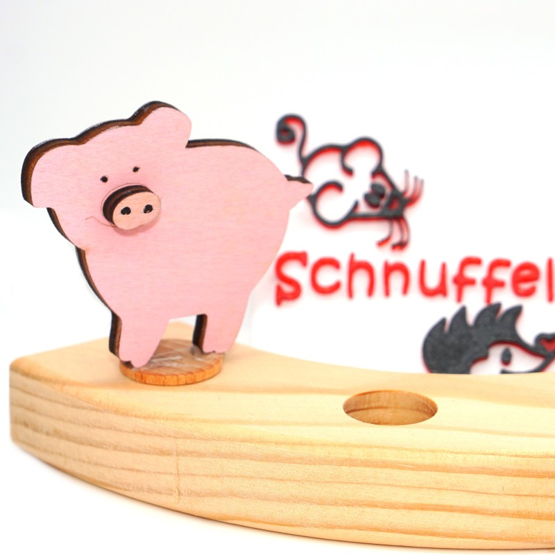 Lucky pig birthday wooden plug