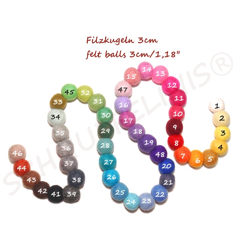 Filzkugeln 3cm deine Farbwahl