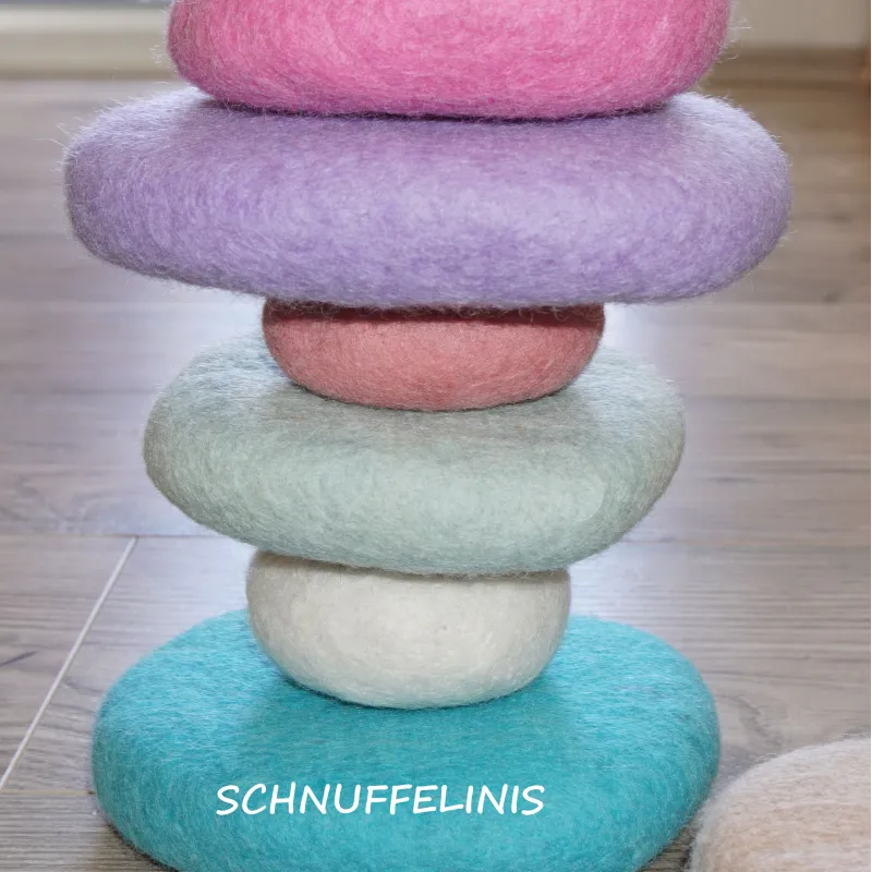 stacking pebbles, felt pebbles, montessori toy, Baby gift