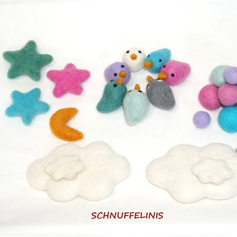 Bird nest felt balls mobile, baby mobile for boys, felt