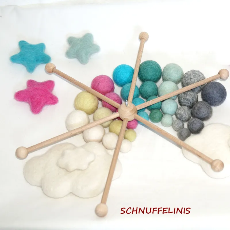 Baby mobile DIY, Filzkugeln Mobile, Regenbogen Filz