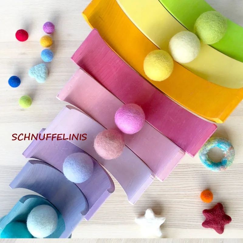 Felt balls, Rainbow set, Montessori, sensory toy