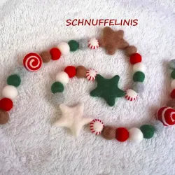 Filz Girlande Weihnachten, Fenster und Weihnachtsbaum Filzkette Advent