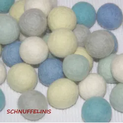 Filzkugeln Set Nebelschwaden, Pastell, aus 100% Wolle von Schnuffelinis