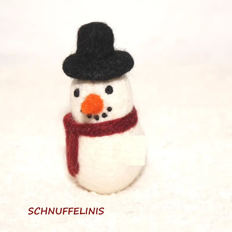 Snowman felted felt wool ornaments, Snowman mantel garland decor