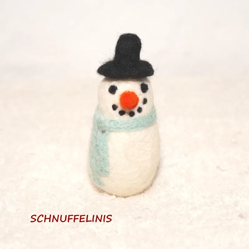 Snowman felted felt wool ornaments, Snowman mantel garland decor