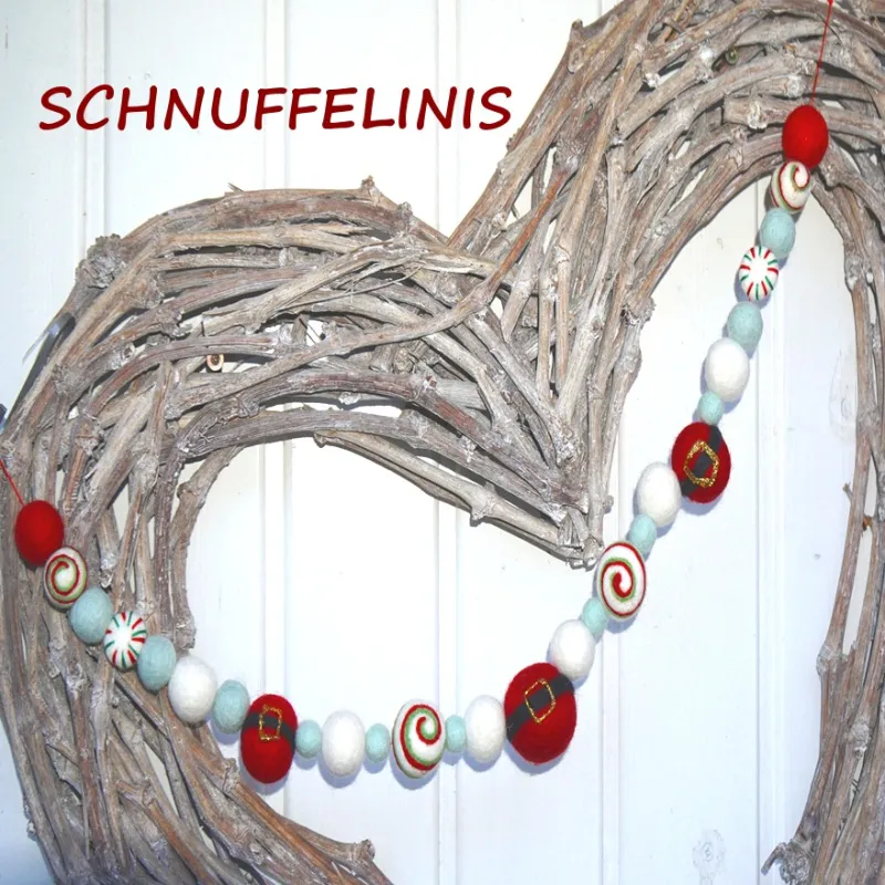 Felt balls, nostalgic Christmas garland, cinnamon christmas garland